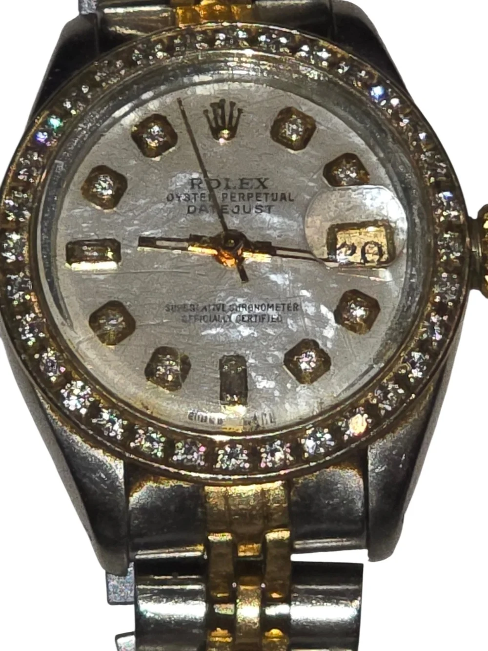 Rolex Two-Tone Gold and Silver Diamond Datejust with White Mother-of-Pearl Dial